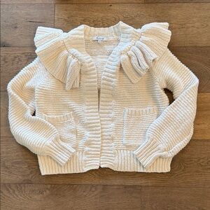 Madewell Bright Ivory Ruffle Cardigan - XXS